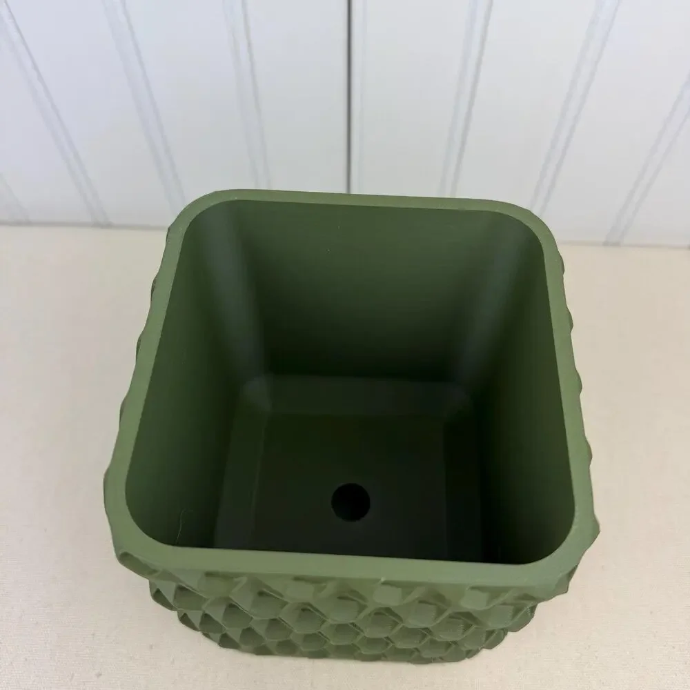 Rovi Square Planter, Indoor Flower Pot, Tabletop Planter, Faceted Texture,Modern